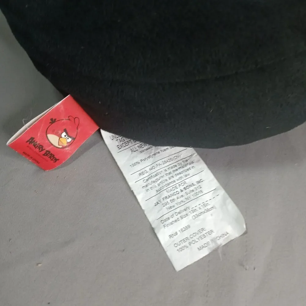 Angry Birds BOMB Black Bird Plush Soft Stuffed Micro Bean Bag Pillow 14